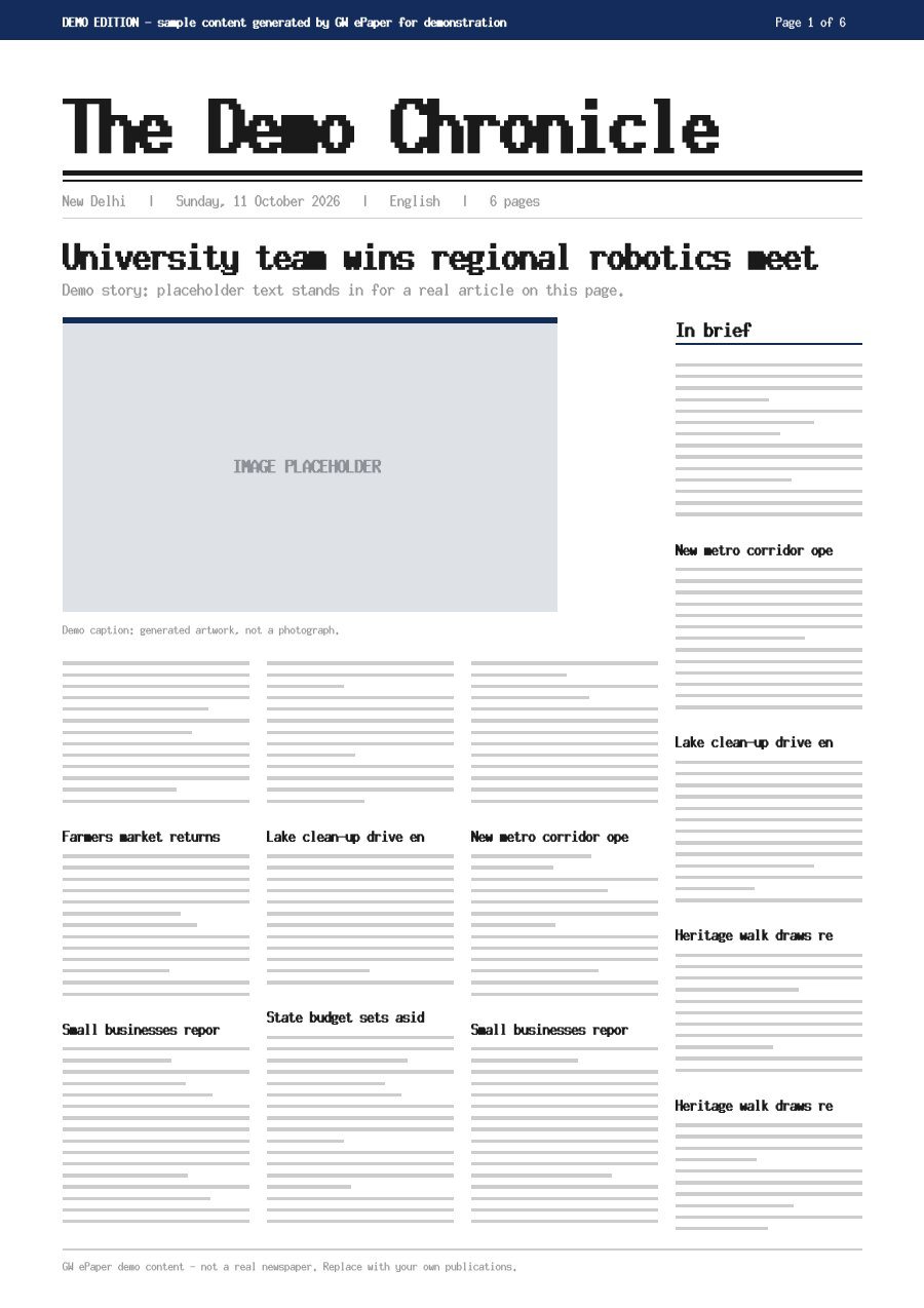 Front page of The Demo Chronicle, 11 October 2026