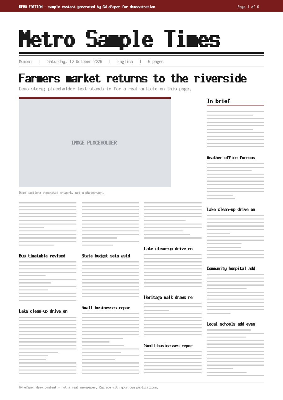 Front page of Metro Sample Times — 10 October 2026